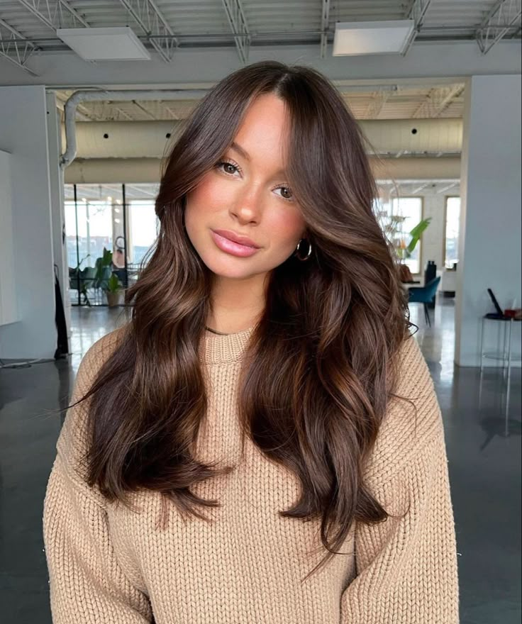 Medium Brown Hair All Over Color, Soft Brown Balayage Subtle Highlights, Rick Brown Hair Color, Level 7 Chocolate Brown Hair, Brown Hair W Dimension, Light Brown Layered Hair Medium, Darker Brown Balayage, Low Maintenance Brunette Balayage, Haircolor Ideas For 2023 Brown