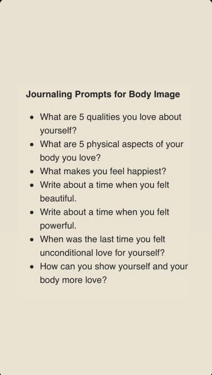 an image with the words journaling prompts for body image