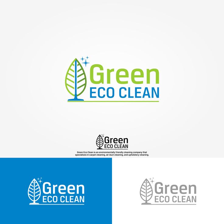 the logo for green eco clean is shown in blue and green colors, as well as an