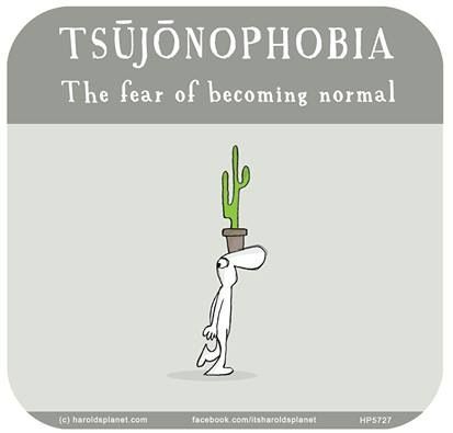 a cartoon dog with a cactus in his head and the words,'tsuonophobia