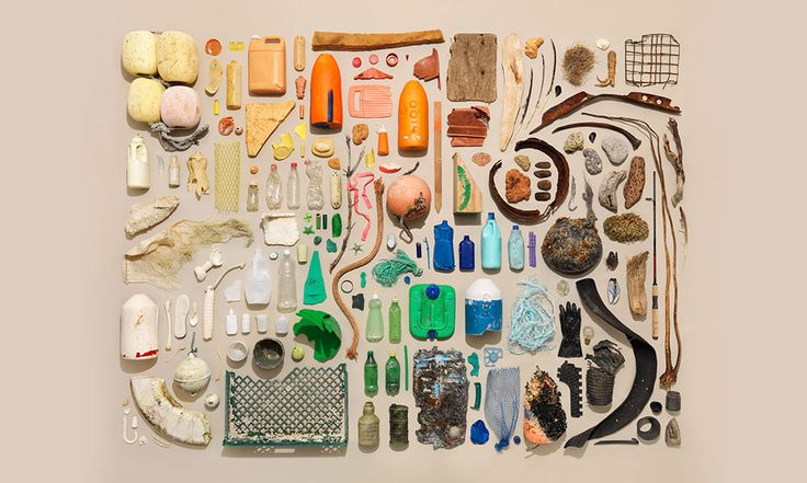 a collage of various objects arranged on top of each other