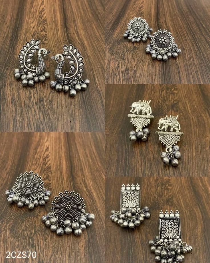 Nothing can beat the basic stud earrings when it comes to smartness quotient. Our combo of 5 Silver Oxidized Studs Earrings, Minimal and to the point, impart an effortless take to accessorizing. These earrings are just what you need to complete a casual denim look or breezy dresses on hot summer days. Silver Oxidised Earrings, Dark Silver Jewelry, Studs Indian, Earrings Combo, Earrings Oxidised, Oxidized Jewellery, Aesthetic Jewellery, Desi Fits, Oxidised Earrings