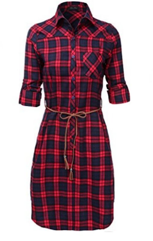 so cute for fall plaid belted dress Luna Flower, Plaid Dress Fall, Rock Dress, Plaid Tunic Dress, Striped Dresses, Tunic Shirt Dress, Long Kurti Designs, Plaid Shirts, Jeans Tops