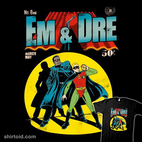 an image of batman and superman t - shirt with the words em & dre on it