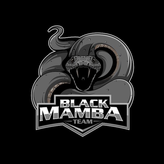 the black mamba team logo is shown on a dark background with an image of a snake