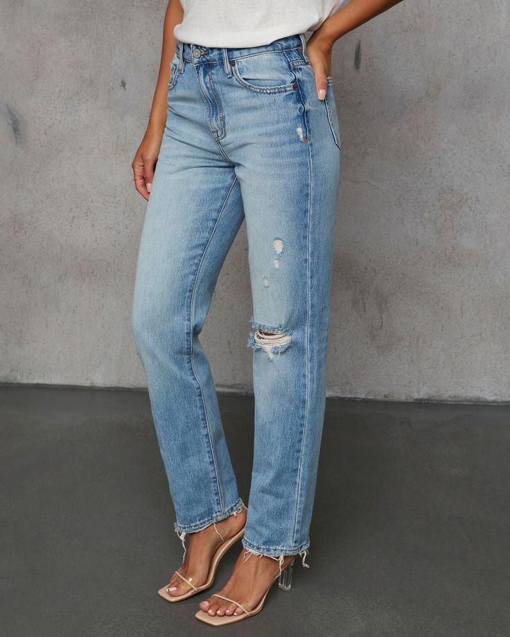 Meet your new fall favorite: the Grazie Cropped High Rise Distressed Jeans, where edgy meets chic, perfect for making a statement in the New Fall Denim lineup. Crafted from structured denim fabric, they offer a flattering high-rise fit that sits comfortably at your waist, while the cropped length gives them a modern, on-trend edge. Light whiskering and intentionally destroyed areas add just the right amount of attitude, creating a lived-in look that’s effortlessly cool. Runs large, consider sizing down Structured denim fabric Light whiskering and intentionally destroyed areas 5-pocket styling Zip fly with button closure 100% Cotton Fall Denim, Fabric Light, Fall Favorites, Denim Fabric, Distressed Jeans, Medium Blue, High Rise, Fabric