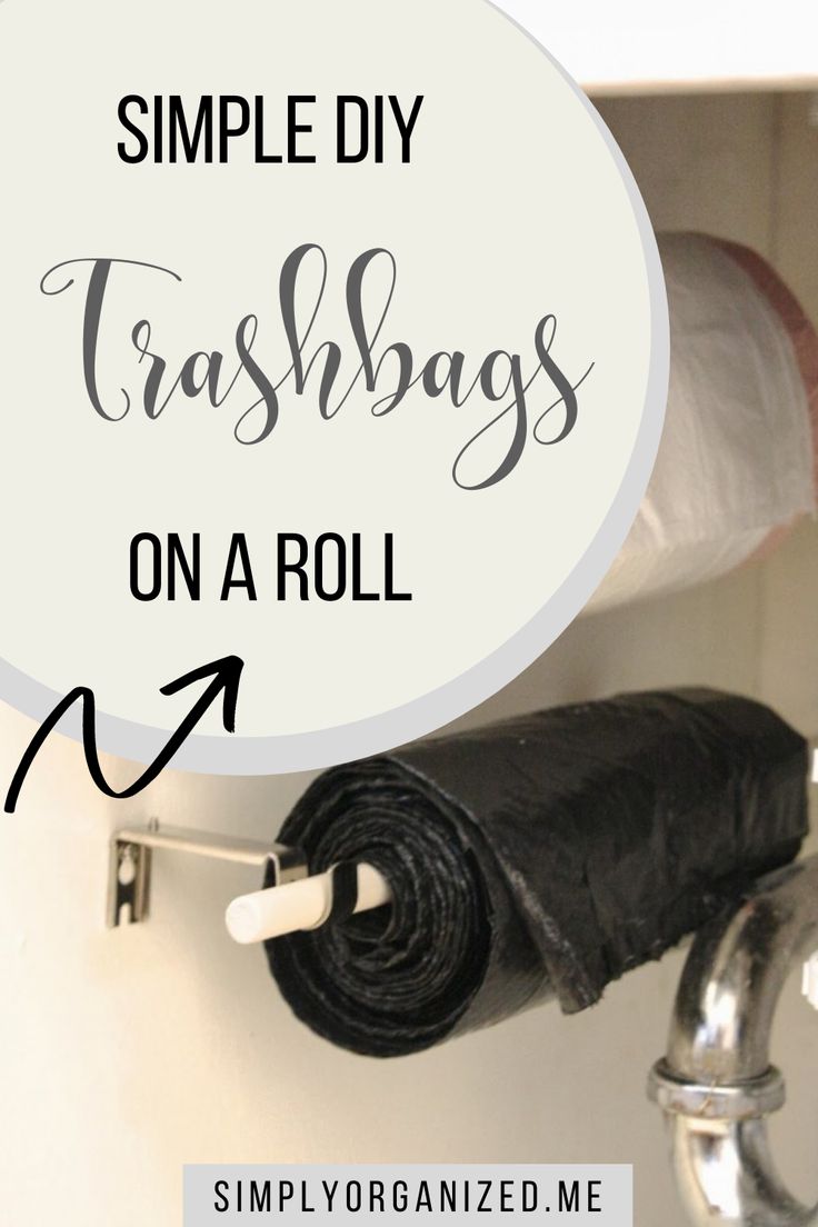 simple diy trash bags on a roll with text overlay that reads simple diy trash bags on a roll