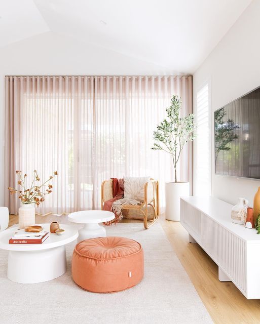 a living room filled with furniture and a flat screen tv on top of a wall