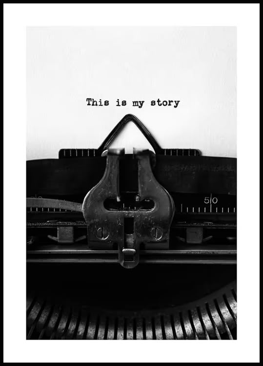 an old typewriter with the words this is my story written on it