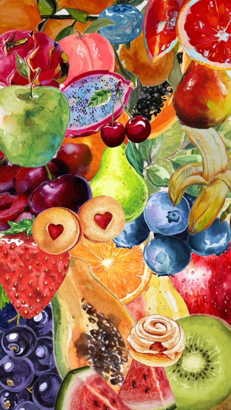 a painting of many different fruits and vegetables