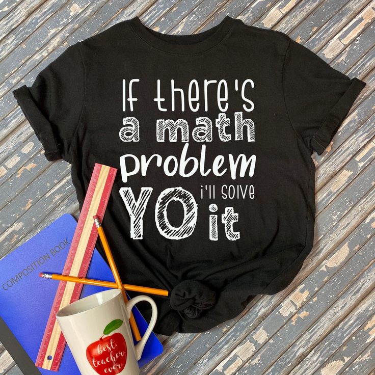 Math Teacher Shirt, Math Problem Shirt, Yo I'll Solve It, Graphic Tee, Cute Teacher Tee, Math Teacher Tee, Teacher Gift, Teacher T-Shirt Our trendy and high quality graphic tees are a 100% Airlume Combed and Ringspun Cotton. This vintage inspired graphic tee is the perfect addition to any teacher's wardrobe. Enjoy a soft and custom designed shirt for everyday wear. Retail fit Unisex sizing Side seams Tear-away label We make every item to order. Our processing time is 5-7 business days. Thank you Math Shirt Design, Math Teacher Shirts Funny, Math Team Shirts, Math T-shirts, Math Tshirt Design, Math Shirts Teacher, Math Tshirt, Math Teacher Gifts, Math Tshirts