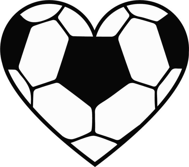 a soccer ball in the shape of a heart, with black and white lines on it