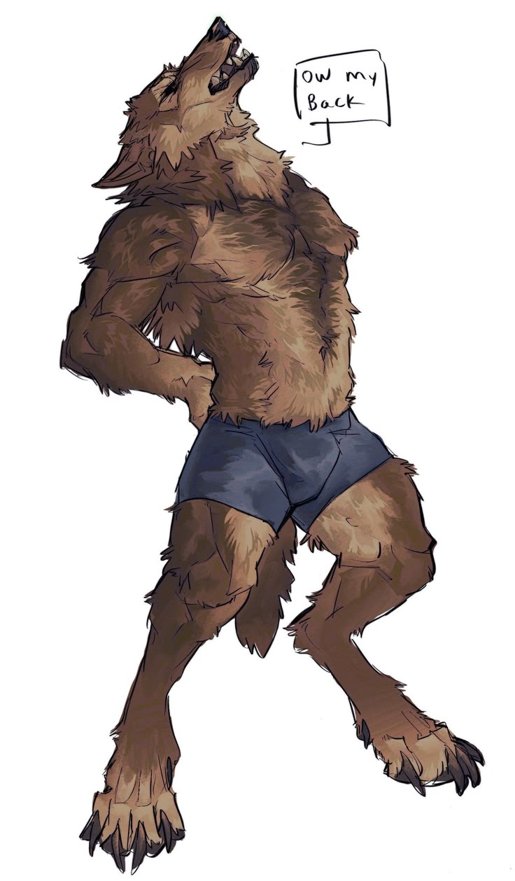 a drawing of a furry bear wearing shorts