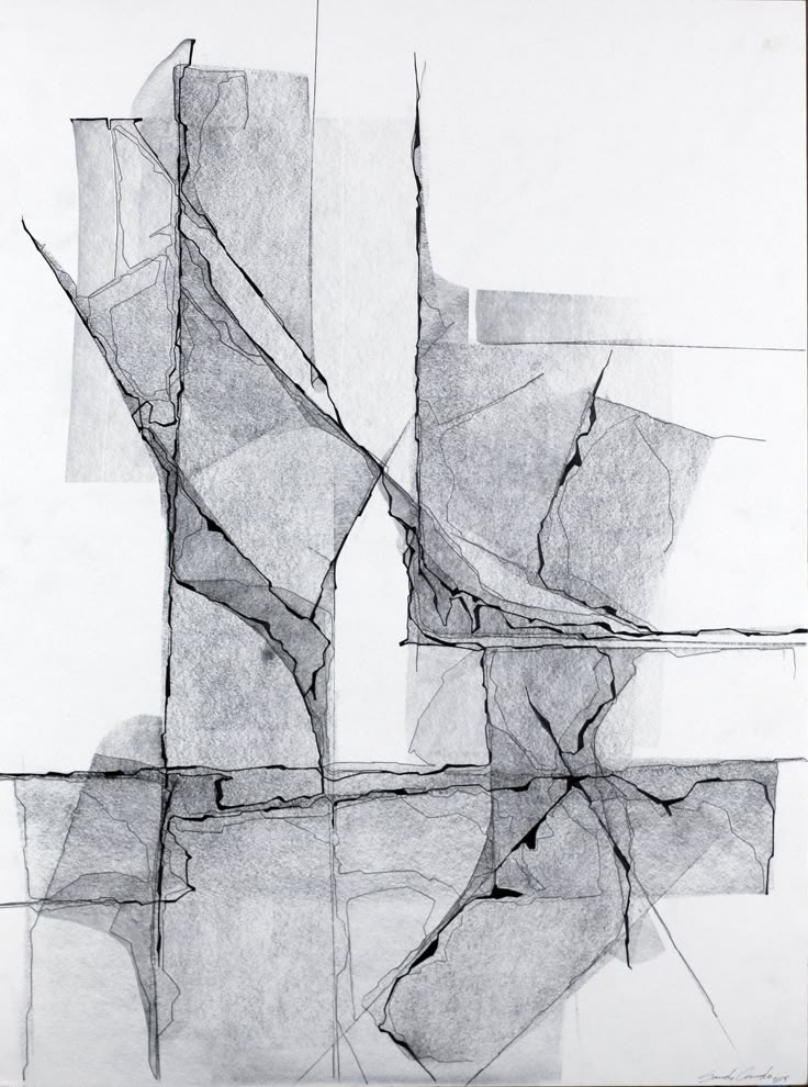 black and white photograph of an abstract piece of art that appears to be graphite