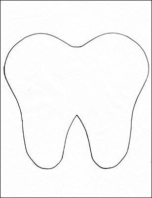 a drawing of a tooth in black and white