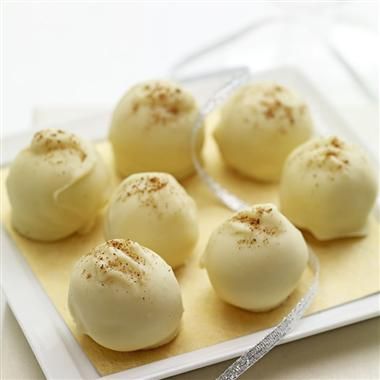 eggnog truffles with cinnamon sprinkled on top