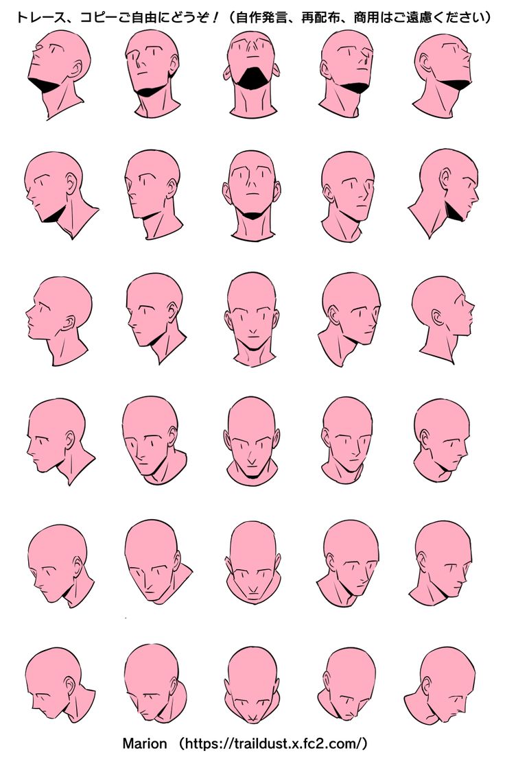 an animation character's head with different facial expressions