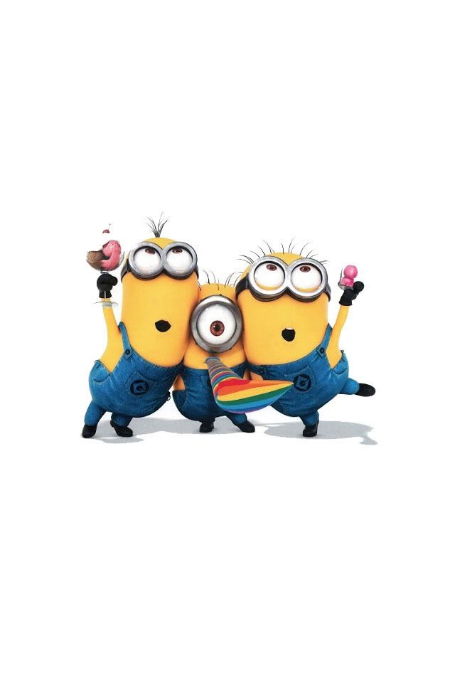 two minion characters are standing next to each other with their arms in the air