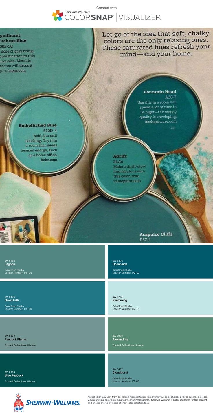 some blue and green paint colors are in the same color scheme