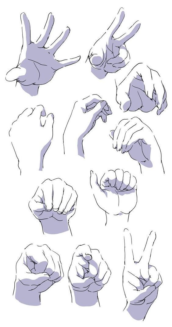 hand gestures drawn in different ways with one pointing at the camera and another pointing to the left