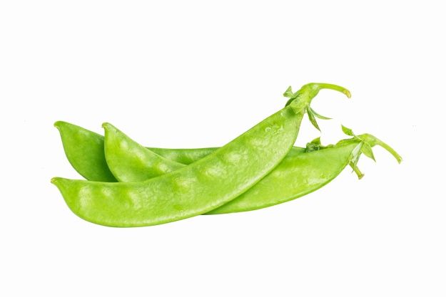 three peas are shown on a white background