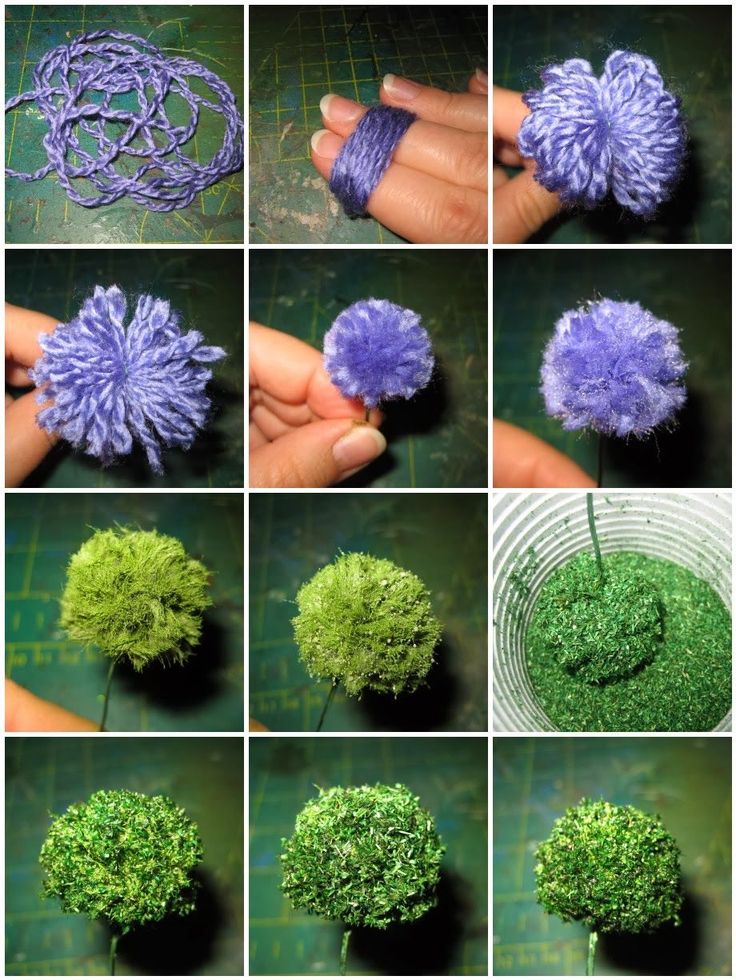 there are many pictures of different things made out of yarn