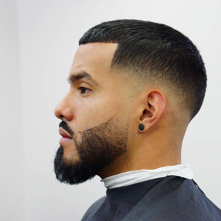 Longer Buzz Cut + Mid Fade + Beard Barber Haircuts Mens, Hair Clipper Sizes, Buzz Cut For Men, Caesar Haircut, Fade Haircut Styles, Low Skin Fade, Buzz Cut Hairstyles, Low Fade Haircut, Beard Fade