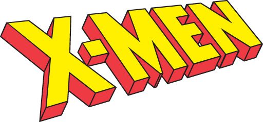 the word x - men in yellow and red letters