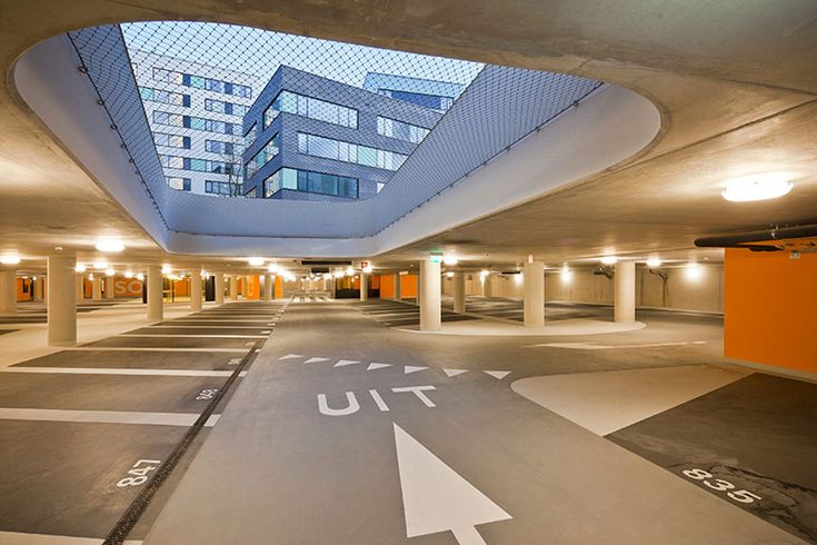 an empty parking garage with no people inside