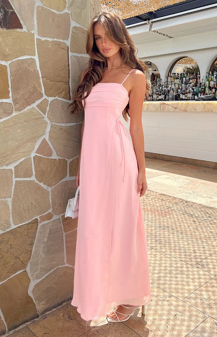 Flossie Pink Maxi Sleeveless Dress – Beginning Boutique US Pink Summer Dress Long, Fancy Summer Dresses Long, Baby Pink Dress Formal, Long Baby Pink Dress, Simple Flowy Prom Dress, Long Spring Formal Dresses, Birthday Maxi Dresses, Pink Prom Dresses Simple, Soft Pink Maxi Dress