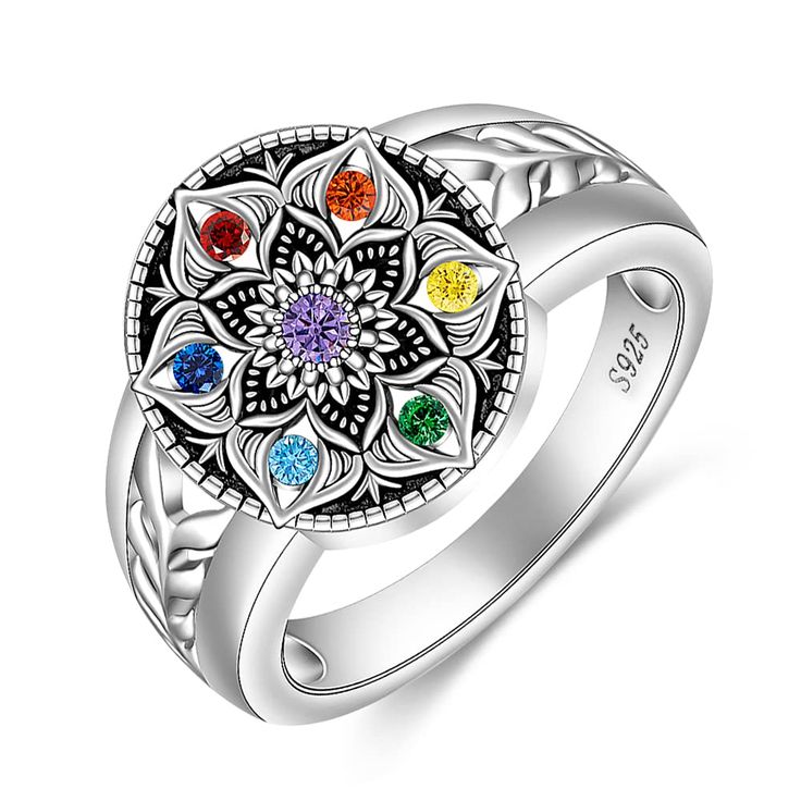 PRICES MAY VARY. [MANDALA RING] The universe is made up of powerful energy, chakras symbolise the seven energy points in the body and mandala represent the beauty of cosmos and creation. Outfit yourself with the mysteries of the universe when you wear this mandala ring. [7 CHAKRA HEALING] Chakra is called healing crystals, it helps to keep the chakras in the body at their right energy levels. When 7 chakra aligned, we will feel a healthy sense of well-being and bring the body into balance. [LOTU Energy Chakras, Mandala Chakra, Chakra Ring, Eternal Symbol, Mandala Ring, Lotus Flower Ring, Yoga Ring, Yoga Lotus, Chakra Balance