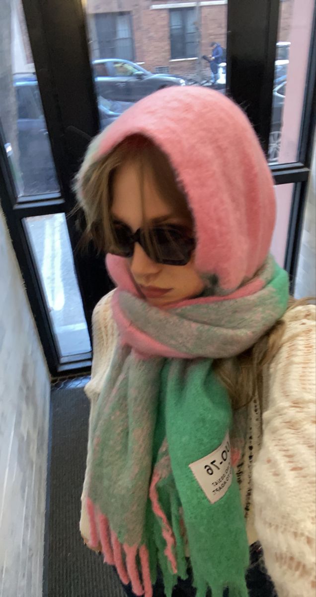 Winter Fits Nyc, Comfy Snow Day Outfit, Scarf Over Head Winter, Winter Hats Aesthetic, Scarf Balaclava Outfit, Scarf Aesthetic Outfit, Winter Inspo Pics, Canada Winter Outfit, Packing For Cold Weather