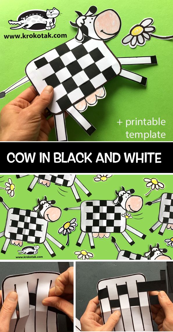 the cow in black and white paper cutout is being used to make it's own