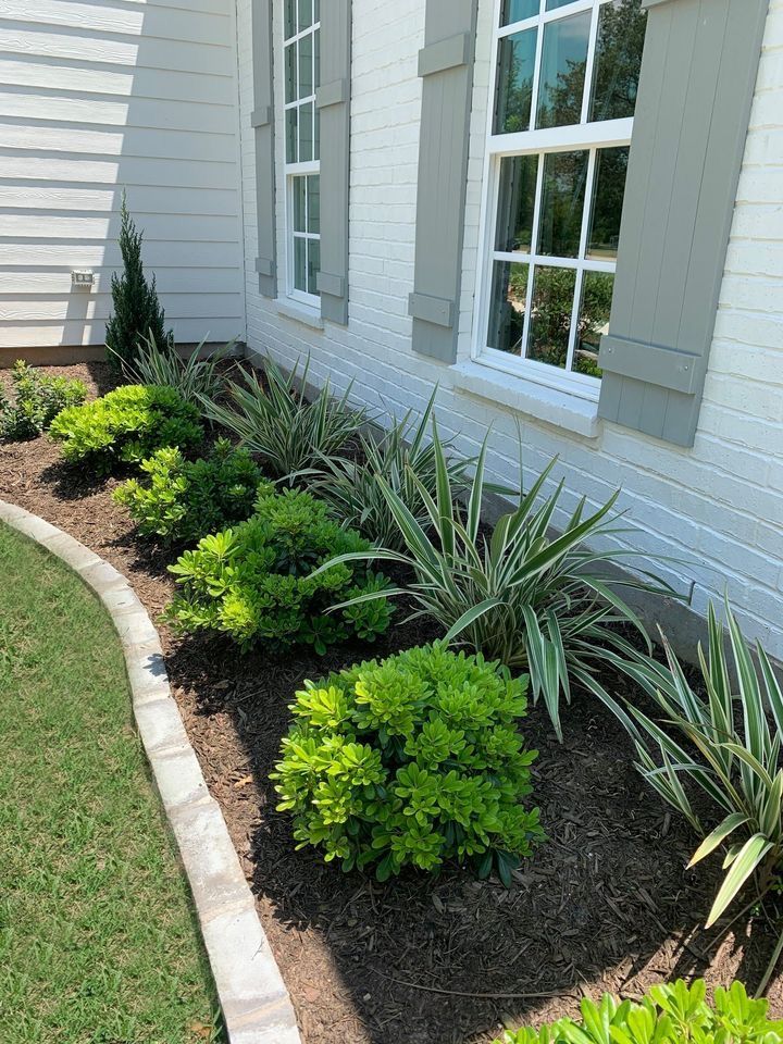 the front yard is clean and ready to be used as a flower bed for plants