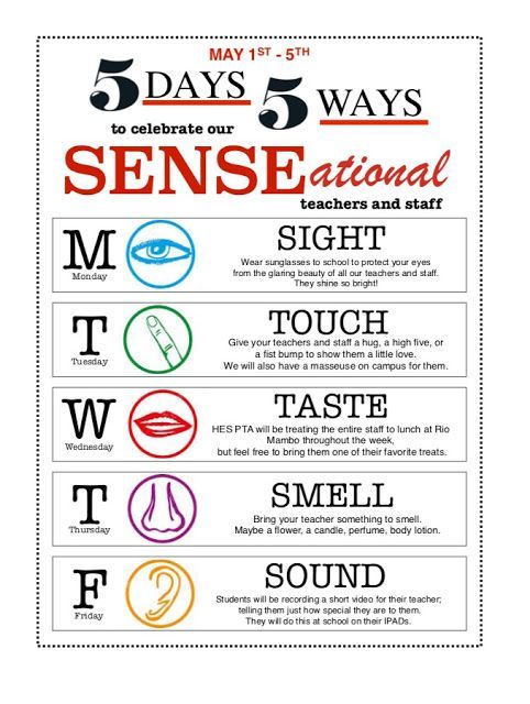 a poster with the words 5 days to celebrate our sense national sight, touch taste smell smell