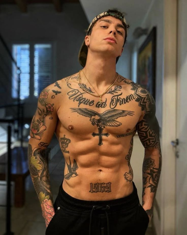 Pin by Αλ Βαρ on Tattoos  Chest tattoo men Rapper outfits Cool chest  tattoos