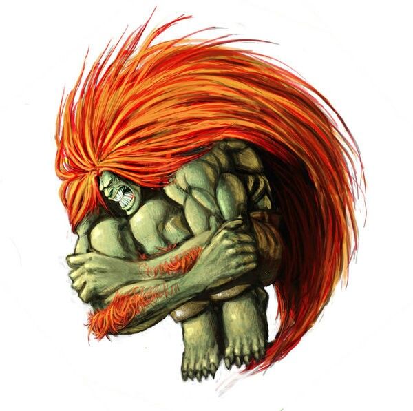 a drawing of a troll with red hair and orange streaks on it's head