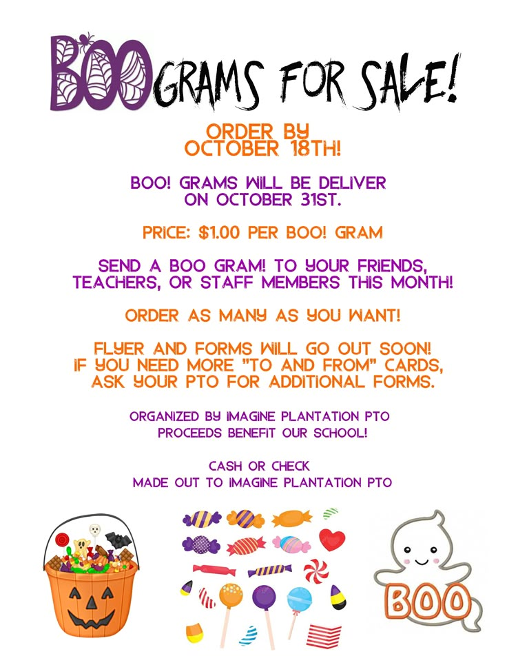 an advertisement for boograms for sale with pumpkins, candy and candies