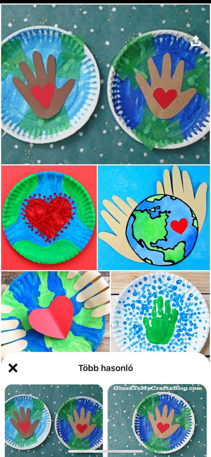 paper plate crafts for kids with hands and hearts on them, including handprints