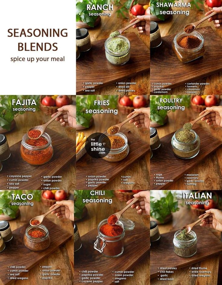 the instructions for making seasoning blends are shown in several different pictures, including an apple