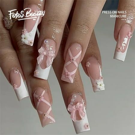 Click here to view more Fofosbeauty Press On Nails at lower price! Fofosbeauty--Press on nails 24 Pieces set 12 different sizes. Artificial nails design your own nails for weddings, parties, weekend dating, or special occasions. Acrylic nails art accessories design 24 pcs set full nail design fake nail tips with free nail glue sticker sheet and mini nail file. These tools can help you wear fake nails better, and the operation is easy and convenient for everyone. Clip-on nails have different size Ballet Nails, Nagel Tips, Easy Nails, Manicure Tips, Girly Acrylic Nails, False Nail, Artificial Nails, Nail Accessories, Nail Kit