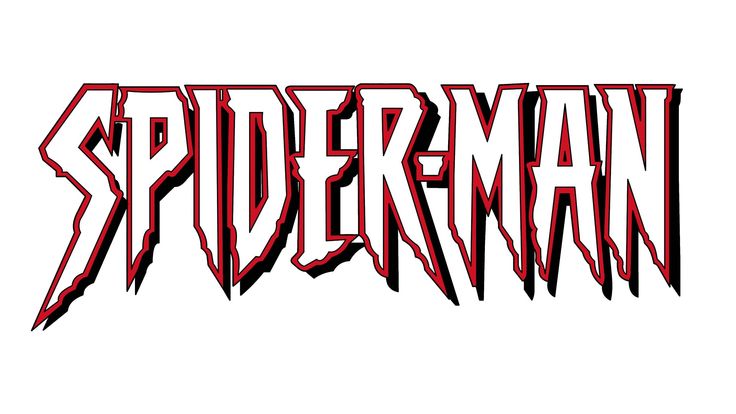 the word spiderman in red and black ink