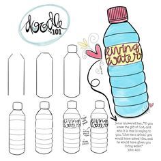 the instructions for how to make a water bottle with paper and glue on it,