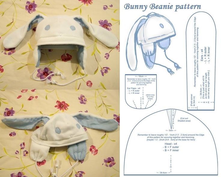 an image of bunny bonnet sewing pattern with instructions for the ears and ears on it