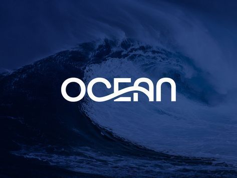 the ocean logo is shown in white on a dark blue background, with an ocean wave behind it