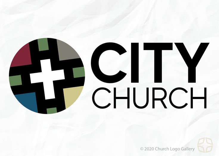 the city church logo is shown on a crumpled paper background with black and white colors