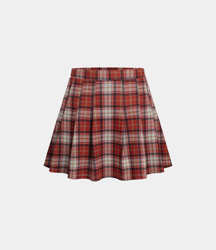 Women's High Waisted 2-in-1 Side Pocket Plaid Pleated Mini Casual Skirt - HALARA | HALARA Summer Plaid, Pants Pocket, Tartan Design, Work Trousers, Leg Work, Bleach Wash, Flare Leggings, Brown Plaid, Christmas 2023