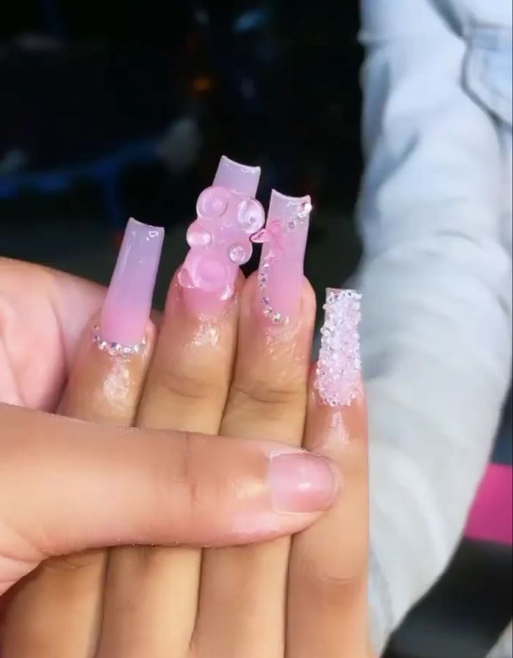 Nails Coffin Short, Bears Nails, Long Acrylic Nail Designs, Drip Nails, Colored Acrylic Nails, Short Square Acrylic Nails, Long Acrylic Nails Coffin, Acrylic Nails Coffin Pink, Long Square Acrylic Nails