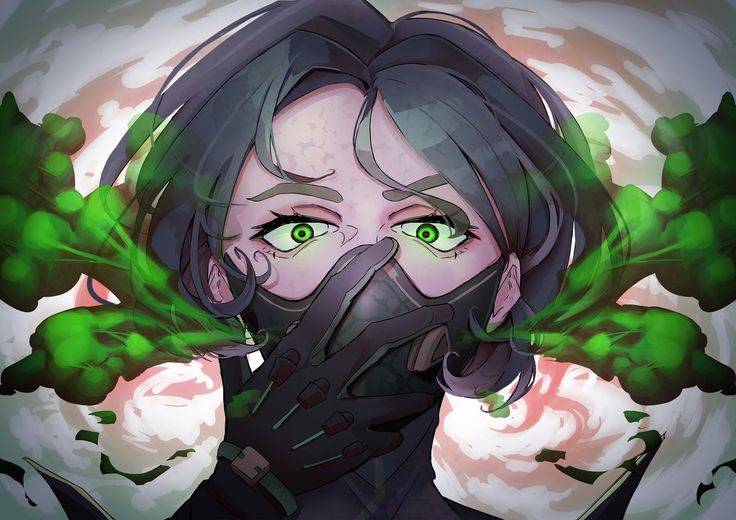 a digital painting of a woman with green eyes and black hair holding her hands to her face