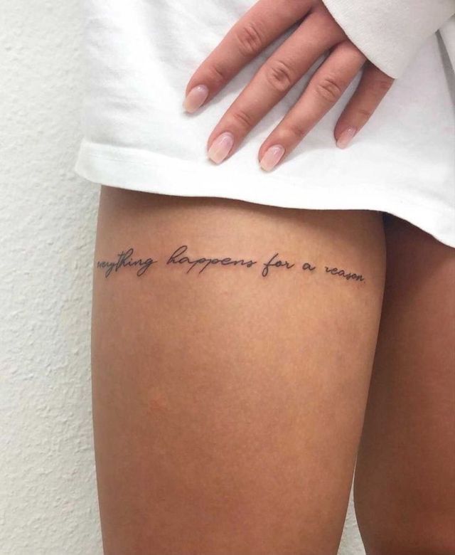 the back of a woman's thigh with writing on it that says, happy happiness for